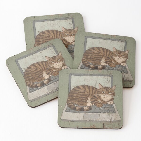 Item preview, Chubby Tabby Refusing to Move Off the Keyboard Folk Art designed and sold by PictorialWhimsy.