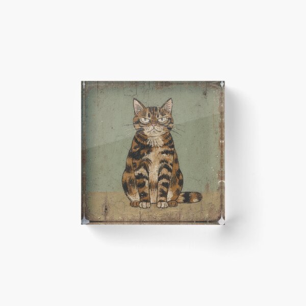 Item preview, Tortoiseshell Cat With Resting Grump Face Folk Art designed and sold by PictorialWhimsy.