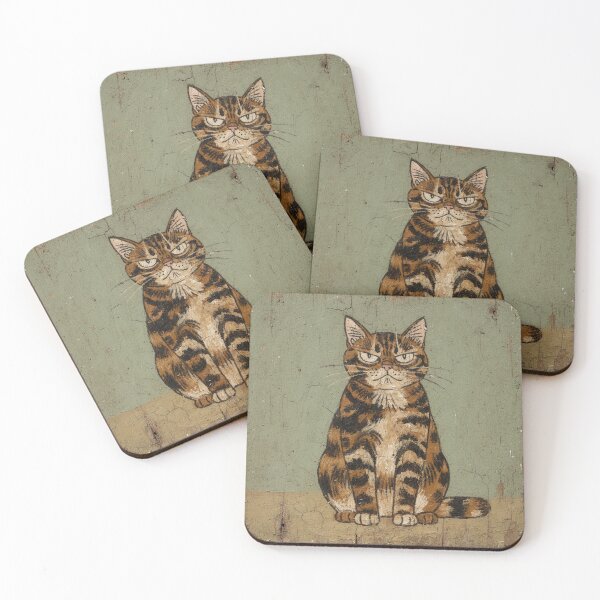 Item preview, Tortoiseshell Cat With Resting Grump Face Folk Art designed and sold by PictorialWhimsy.