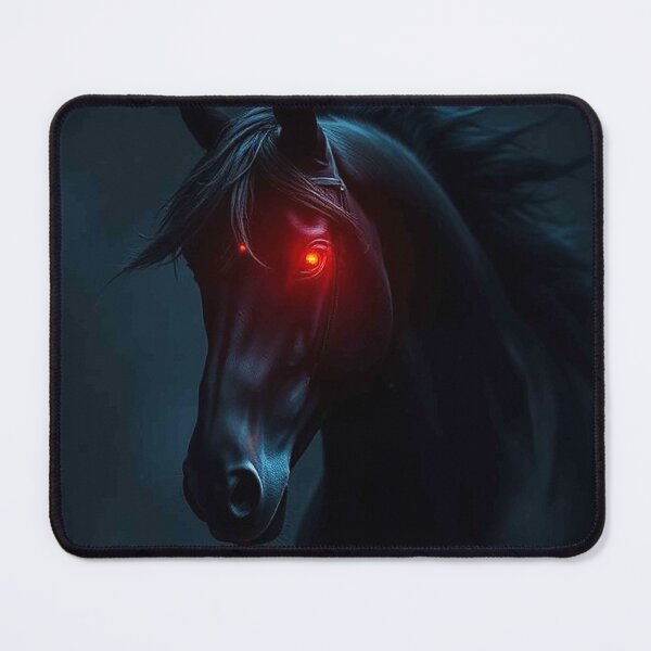 Item preview, Dark Mystical Black Horse with Glowing Red Eyes – Dramatic Fantasy Equine Portrait designed and sold by MFMart.