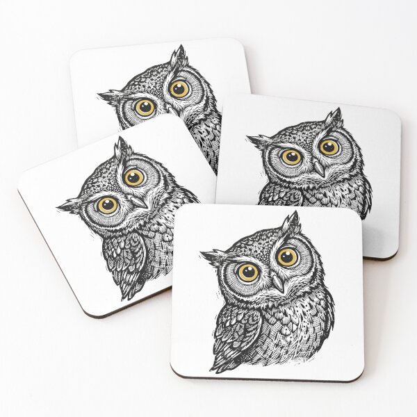 Item preview, Vintage Woodcut Owl Portrait - Detailed Black and White Bird Illustration designed and sold by seven things shop.