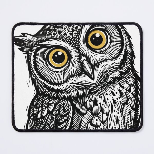 Item preview, Vintage Woodcut Owl Portrait - Detailed Black and White Bird Illustration designed and sold by seven things shop.