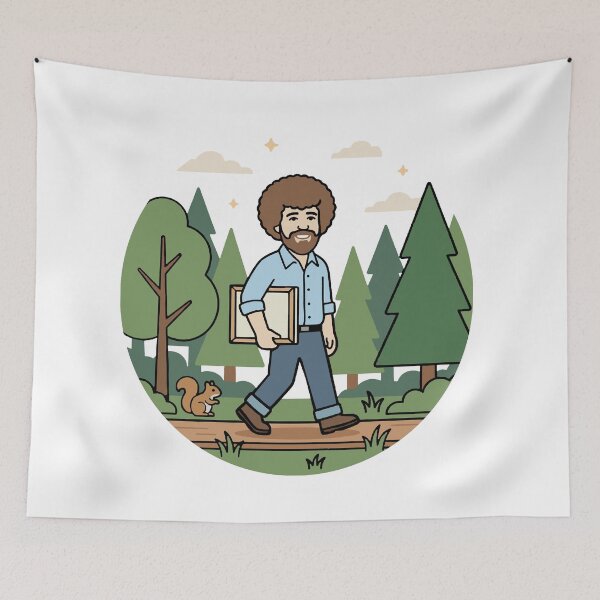 Item preview, Bob Ross Forest Walk Nature Art Illustration designed and sold by Karamram Studio.
