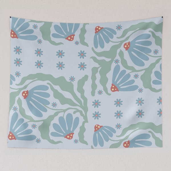 Item preview, Vintage large and small blue daisies  designed and sold by 247DesignStudio.