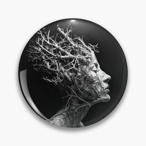 Item preview, Surreal Tree Woman with Branch Crown Black and White Nature Fantasy Art Design designed and sold by inkoutninja.