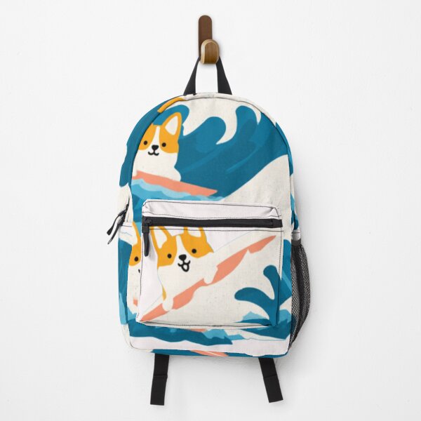 Item preview, Cute Corgi Dogs Surfing Big Ocean Waves Illustration, Playful Pet Surfboard Art designed and sold by KanDa-Shop.