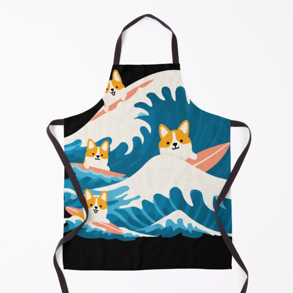 Item preview, Cute Corgi Dogs Surfing Big Ocean Waves Illustration, Playful Pet Surfboard Art designed and sold by KanDa-Shop.