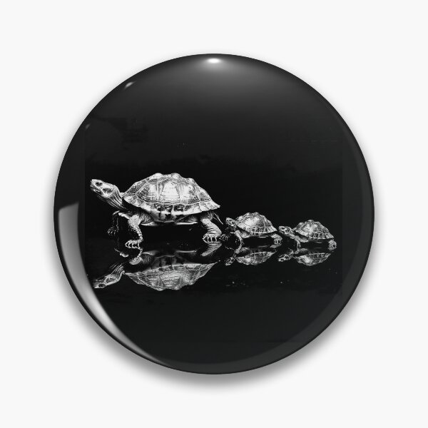 Item preview, Turtle Family Walking Together Black and White Wildlife Reflection Art Design designed and sold by inkoutninja.