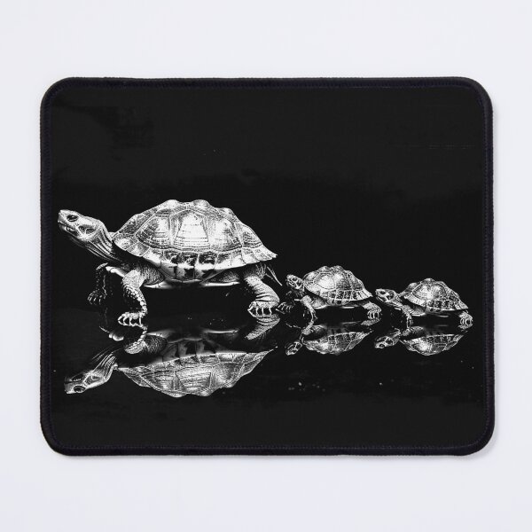 Item preview, Turtle Family Walking Together Black and White Wildlife Reflection Art Design designed and sold by inkoutninja.