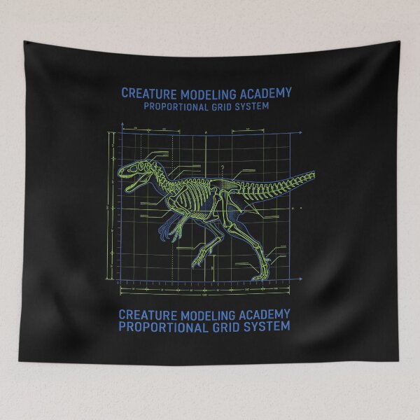 Item preview, Theropod Grid System - Dinosaur Blueprint Art designed and sold by SplashTastic.