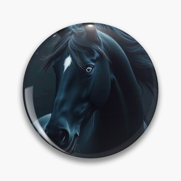 Item preview, Elegant Black Horse with White Star Mark – Dramatic Flowing Mane Portrait designed and sold by MFMart.