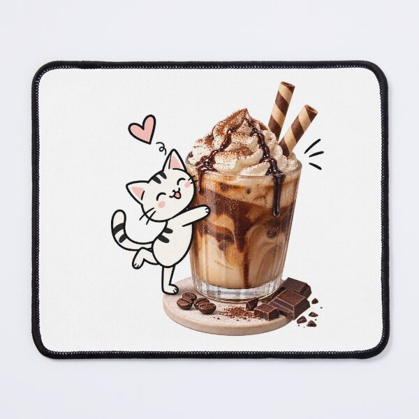 Item preview, Cute Cat Hugging Iced Coffee Dessert Drink designed and sold by ArtNova17.