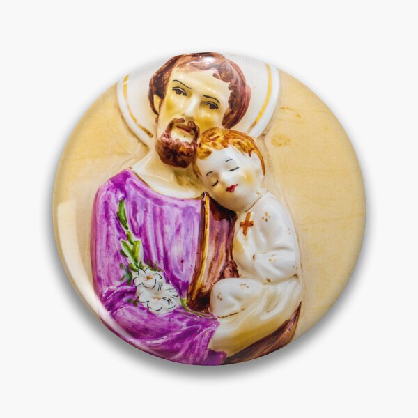 Item preview, Saint Joseph Holding Baby Jesus Ceramic Wall Plaque Religious Icon of Faith and Protection designed and sold by Nmallia.