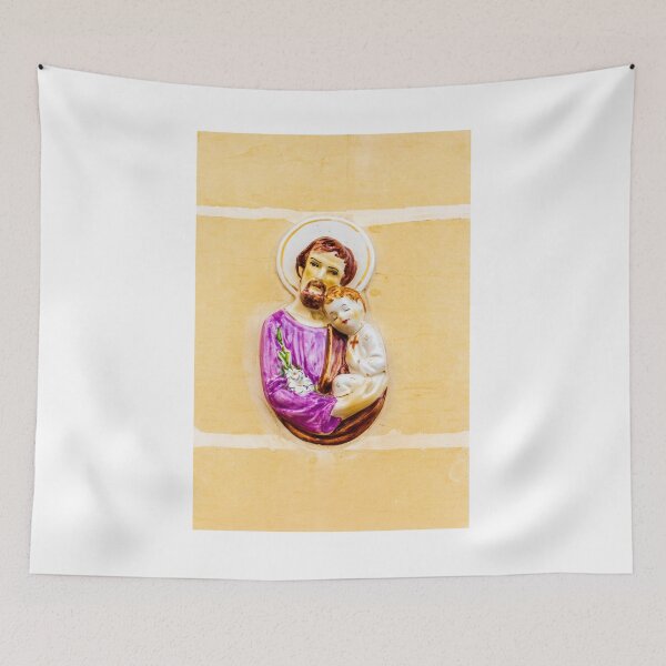 Item preview, Saint Joseph Holding Baby Jesus Ceramic Wall Plaque Religious Icon of Faith and Protection designed and sold by Nmallia.