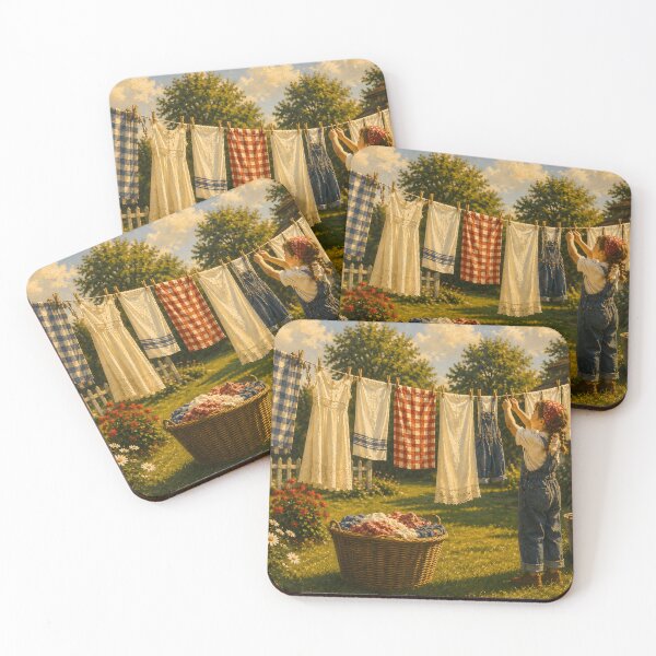 Item preview, Sunny Backyard Laundry Day Scene designed and sold by PuzzlingRooster.