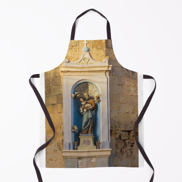Item preview, Saint Joseph Statue in Church Niche on Old Stone Wall Religious Shrine and Architectural Detail designed and sold by Nmallia.