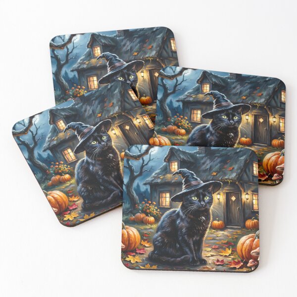 Item preview, Black Cat Witch Cottage | Enchanted Halloween Forest designed and sold by cr6zym1nd.