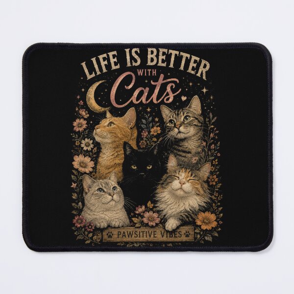 Item preview, Life Is Better With Cats - Vintage Floral Cat Squad designed and sold by GenZFashion000.