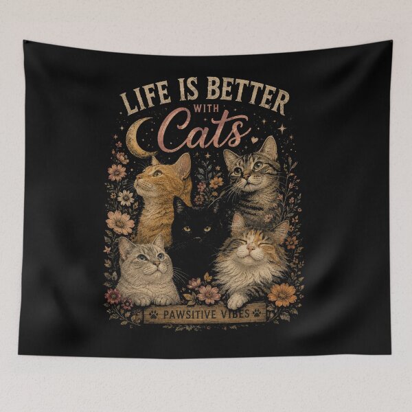 Item preview, Life Is Better With Cats - Vintage Floral Cat Squad designed and sold by GenZFashion000.