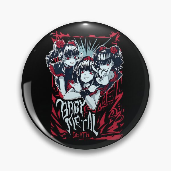 Item preview, Three Anime-Style Idols Making Metal Hand Signs Over Red Grunge designed and sold by DemanDFashionFactroy.