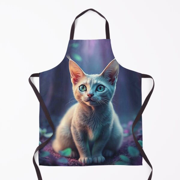 Item preview, Cute Blue-Eyed Kitten in Magical Forest – Enchanting Fantasy Cat Portrait designed and sold by MFMart.