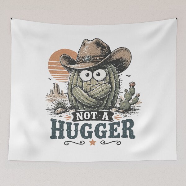 Item preview, Not a Hugger Funny Cactus Cowboy Western Desert  designed and sold by Merchrise.
