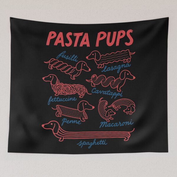 Aperçu de l'œuvre Pâtes Pups Teckel Amoureux des chiens Cuisine italienne Fusilli Lasagne Cavatappi Fettuccine Penne Macaroni Spaghetti créée et vendue par BrockmeyeSB.