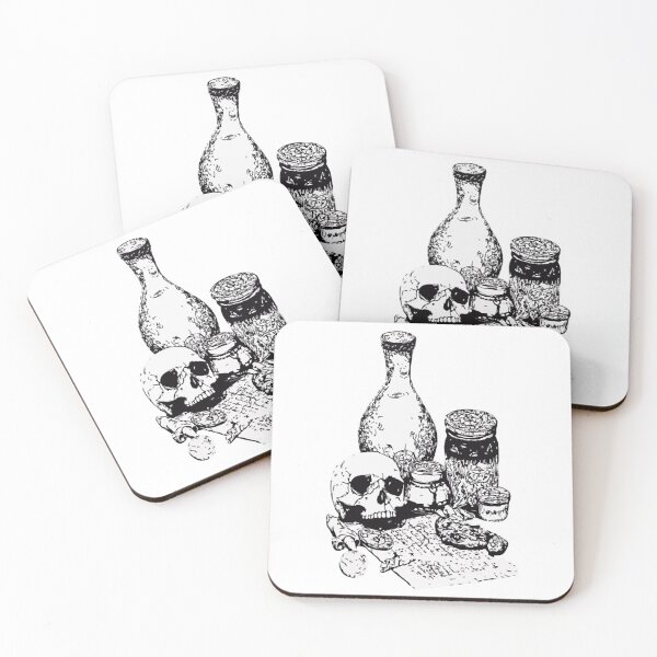 Item preview, Alchemists Requiem Gothic Skull Antique Potion Ink Art designed and sold by Blackthorn-ink.