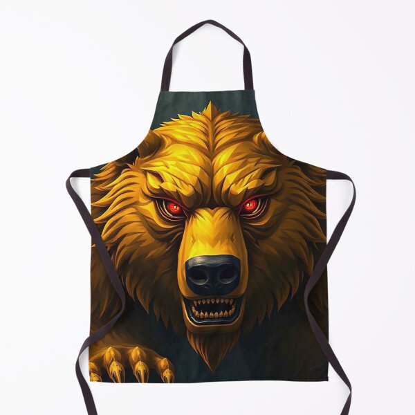 Item preview, Fierce Golden Bear with Glowing Red Eyes – Powerful Dark Fantasy Portrait designed and sold by MFMart.