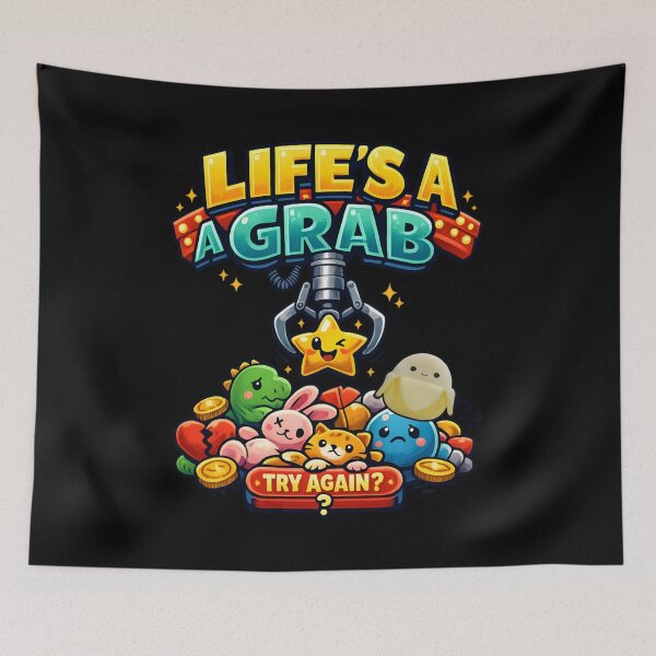 Item preview, Cute Claw Machine - Life's a Grab Funny Arcade designed and sold by SidTastic .
