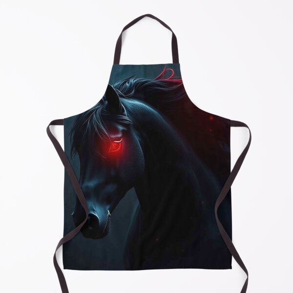 Item preview, Mysterious Black Horse with Glowing Red Eye – Dark Fantasy Equine Portrait   designed and sold by MFMart.