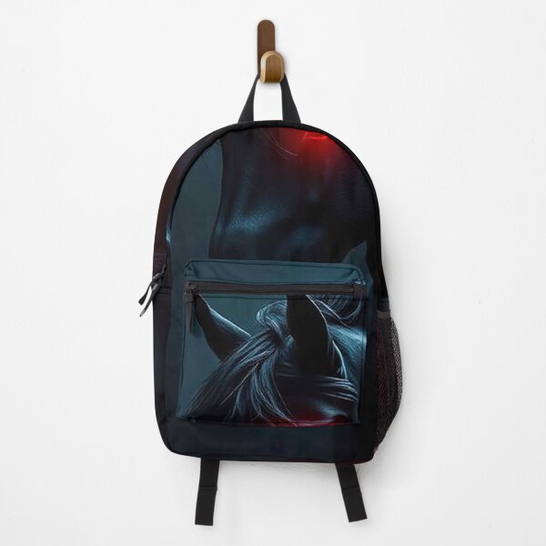 Item preview, Mysterious Black Horse with Glowing Red Eye – Dark Fantasy Equine Portrait designed and sold by MFMart.
