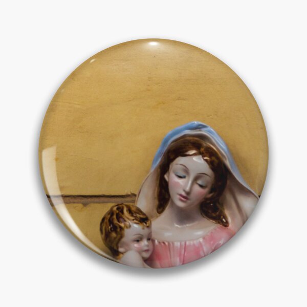 Item preview, Porcelain Madonna And Child Statue Mounted On Yellow Wall Religious Catholic Icon designed and sold by Nmallia.