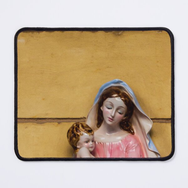 Item preview, Porcelain Madonna And Child Statue Mounted On Yellow Wall Religious Catholic Icon designed and sold by Nmallia.