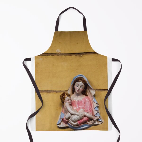 Item preview, Porcelain Madonna And Child Statue Mounted On Yellow Wall Religious Catholic Icon designed and sold by Nmallia.