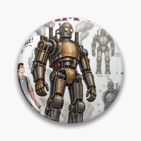 Item preview, Frank Reade Jr.’s New Steam Man – Victorian Sci-Fi Patent Poster designed and sold by Past in Threads.