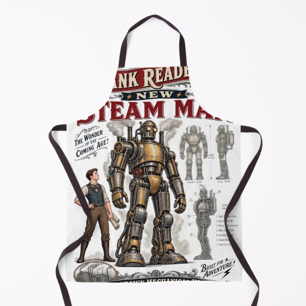 Item preview, Frank Reade Jr.’s New Steam Man – Victorian Sci-Fi Patent Poster designed and sold by Past in Threads.