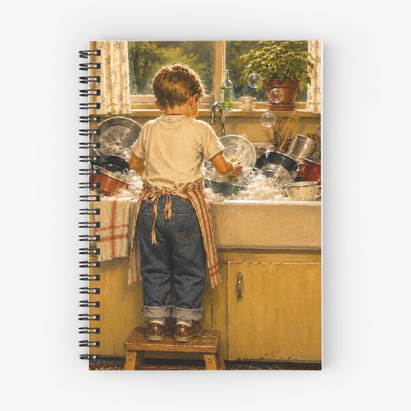 Item preview, Little Boy Washing Dishes in Kitchen designed and sold by PuzzlingRooster.