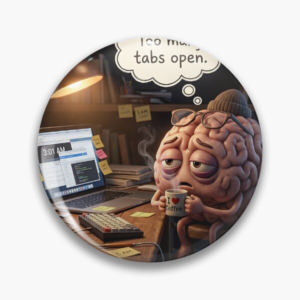 Item preview, Exhausted Brain Too Many Tabs Open 3AM Coding Meme designed and sold by Michaelragheb.