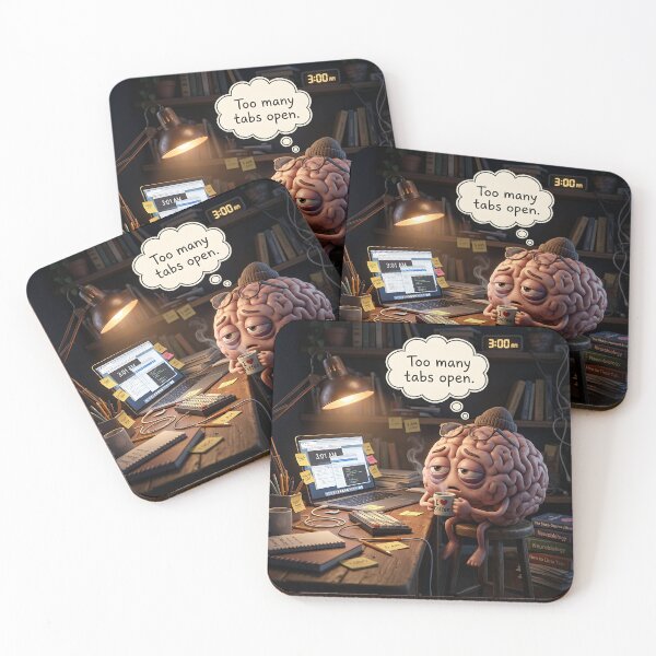 Item preview, Exhausted Brain Too Many Tabs Open 3AM Coding Meme designed and sold by Michaelragheb.