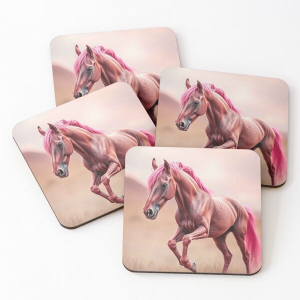 Item preview, Elegant Chestnut Horse with Vibrant Pink Mane – Fantasy Galloping Portrait designed and sold by MFMart.