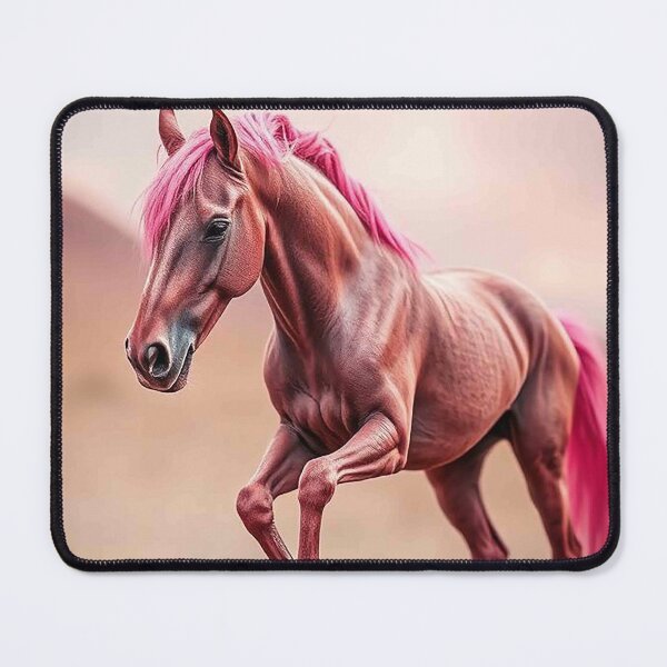 Item preview, Elegant Chestnut Horse with Vibrant Pink Mane – Fantasy Galloping Portrait designed and sold by MFMart.