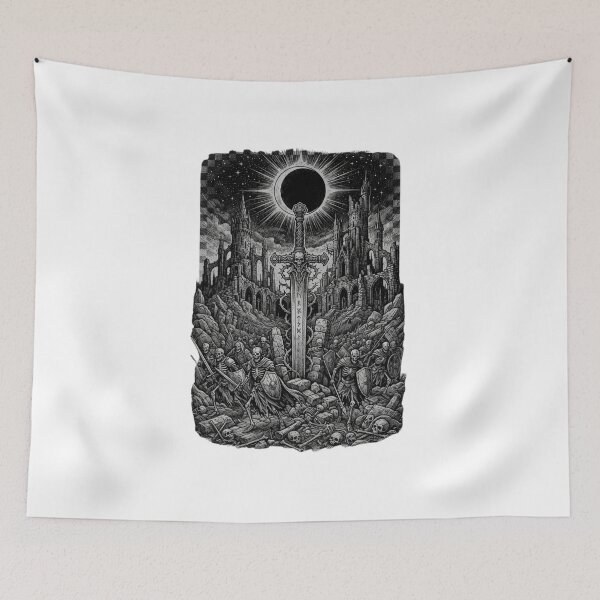 Item preview, Dark Fantasy Manga Ink Etchings Gothic Sword Skeletal Knight T-Shirt designed and sold by KreatoLab.