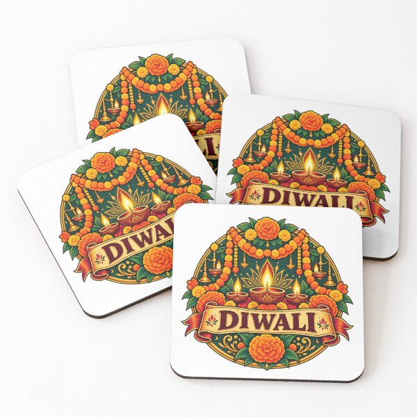 Item preview, Diwali Marigold Garland – Vintage Floral Festival Badge | Indian Festival Design designed and sold by Globalcitytees.