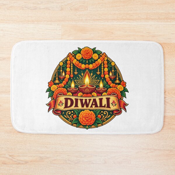 Item preview, Diwali Marigold Garland – Vintage Floral Festival Badge | Indian Festival Design designed and sold by Globalcitytees.