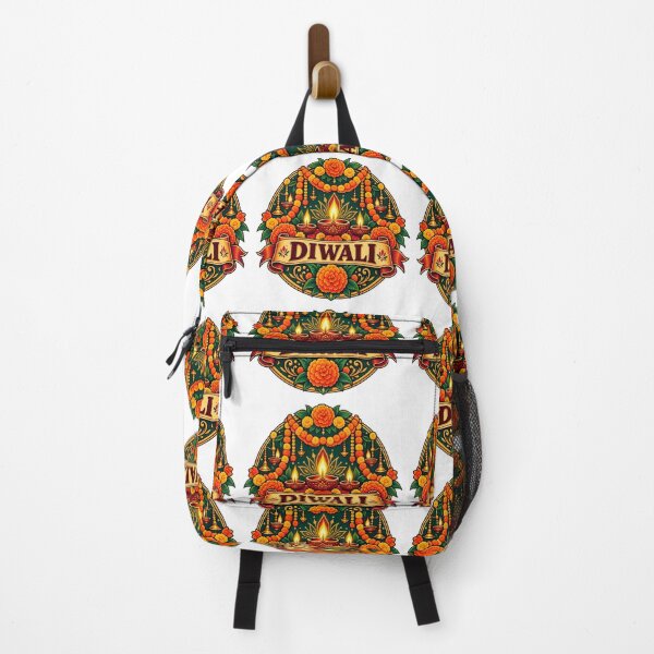 Item preview, Diwali Marigold Garland – Vintage Floral Festival Badge | Indian Festival Design designed and sold by Globalcitytees.