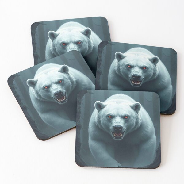 Item preview, Fierce White Polar Bear with Glowing Red Eyes – Dark Fantasy Wildlife Portrait designed and sold by MFMart.