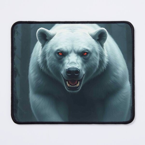 Item preview, Fierce White Polar Bear with Glowing Red Eyes – Dark Fantasy Wildlife Portrait designed and sold by MFMart.