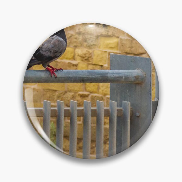 Item preview, Pigeon Perched on Metal Fence with Brick Wall Background designed and sold by Nmallia.