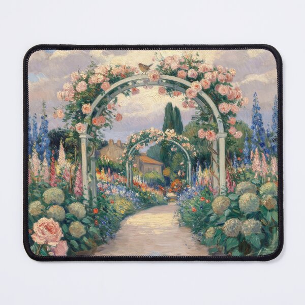 Item preview, Rose Garden After Rain – Monet Inspired Impressionist French Cottage Garden Wall Art designed and sold by Tamas Das.